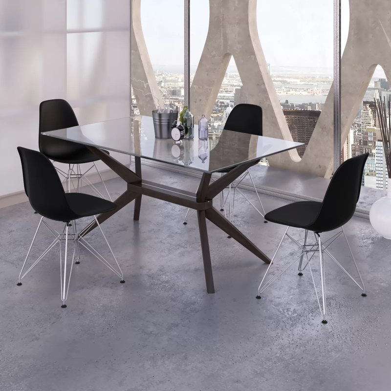Eiffel Chair With Chrome Base, Black