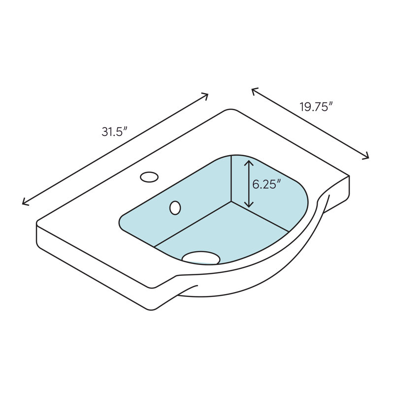 Lavabo de salle de bain mural 32 po en porcelaine vitreuse avec trop-plein Harmony 800, Centres de 8 po