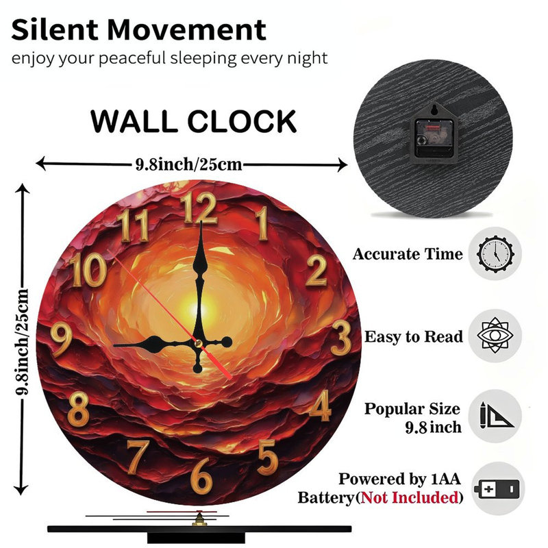 Horloge avec tunnel coucher de soleil ardent
