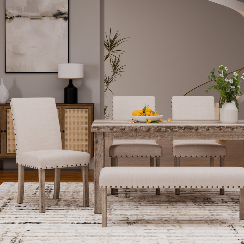  Upholstered Linen Dining Chair In Beige (Set of 2)