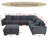 Corduroy L-Shaped Sectional Sofa Set With Ottoman For Living Room-1488916216