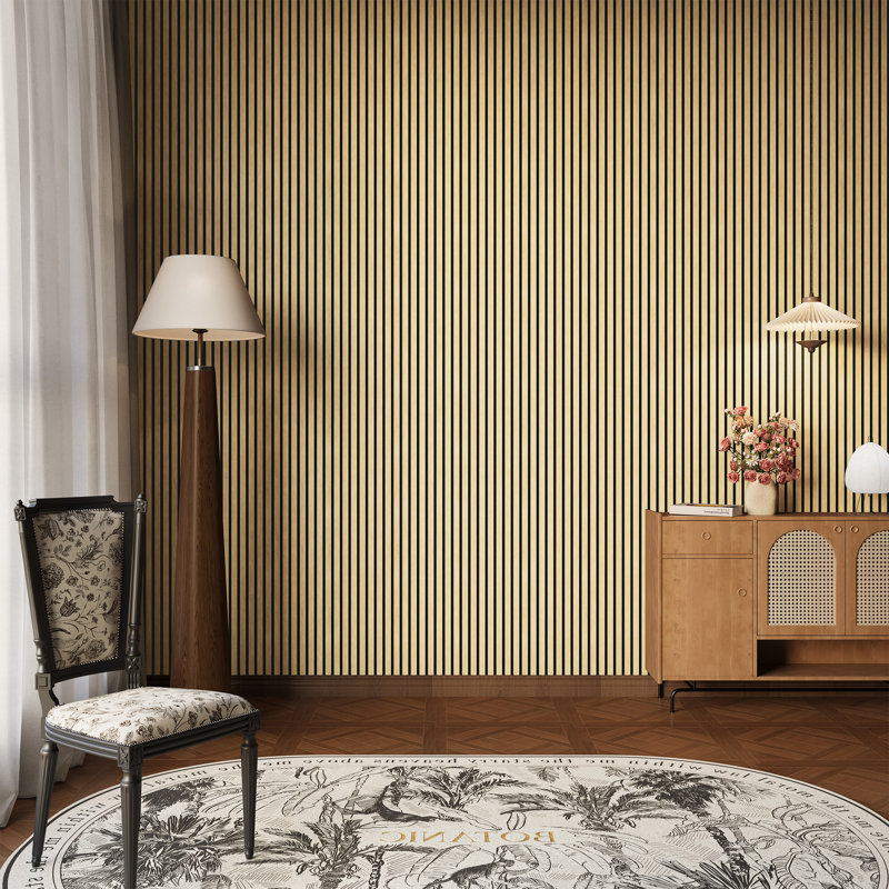 2 PCS 94"L x 24"W Acoustic Slat Wall Panels, Eco-Wood Look for Home/Office Wall & Ceiling (31.34 sq. ft.), White Oak