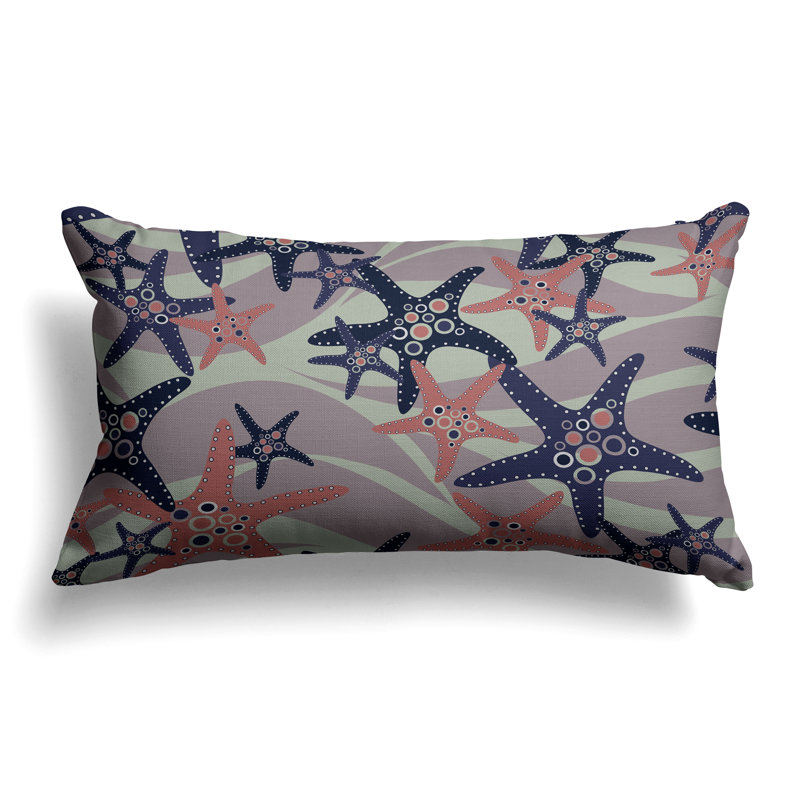 Starfish Sway  Rectangular Throw Pillow, Blue/Green