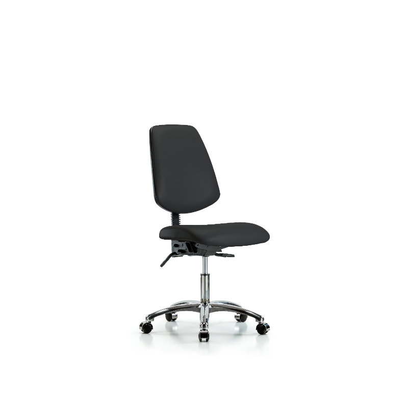 Chaise de travail en vinyle Rebecca, Noir, Roulettes, Non inclus