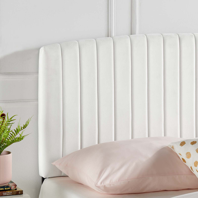 Rebecca Performance Velvet Headboard, White, Twin