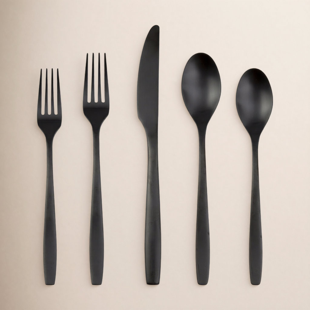 Averie Flatware Set - Service for 4, Black Satin