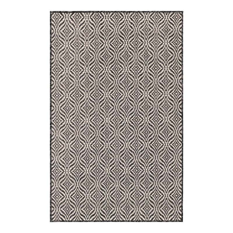 Alishba Geometric Charcoal/Ivory Area Rug, Rectangle 3'1" x 5'3"