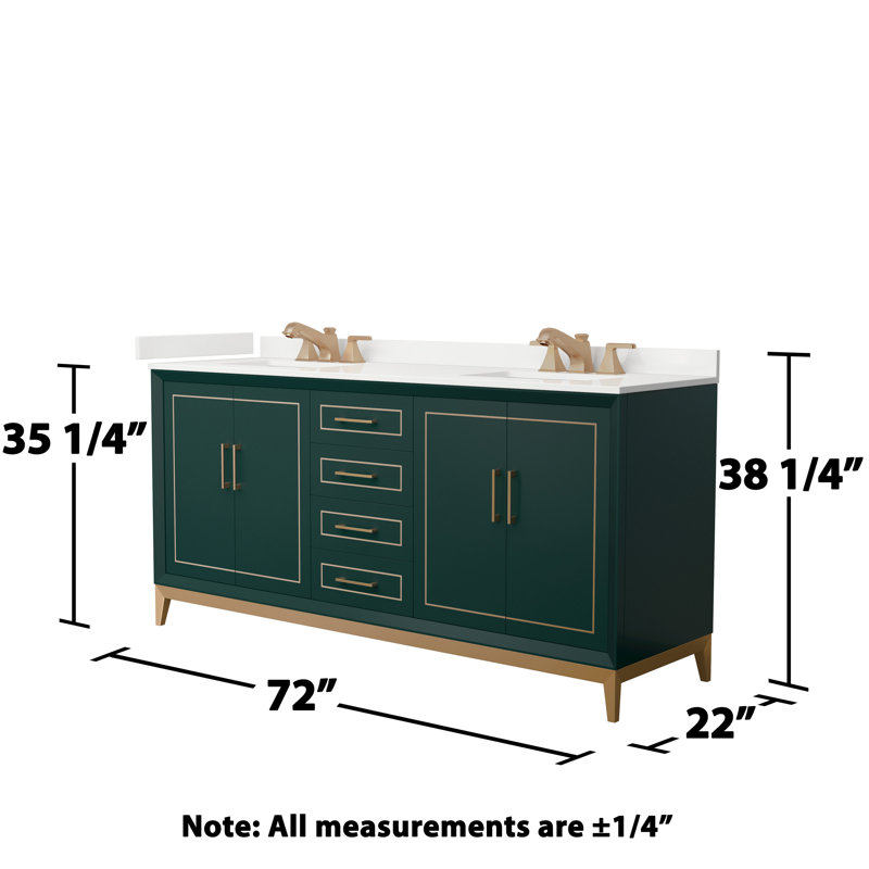 Meuble-lavabo double Marlena, WDX13306, Vert, Bronze satiné