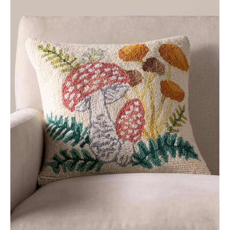 Floral Wool Blend Throw Pillow