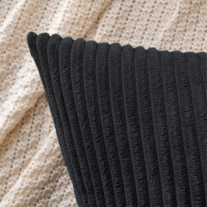 Striped Square Euro Pillow Cover, Black