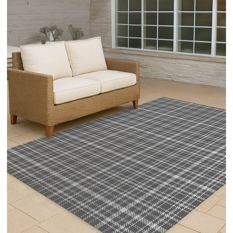 Rocky Tartan Non-Slip Outdoor Rug, Rectangle 4' x 6'