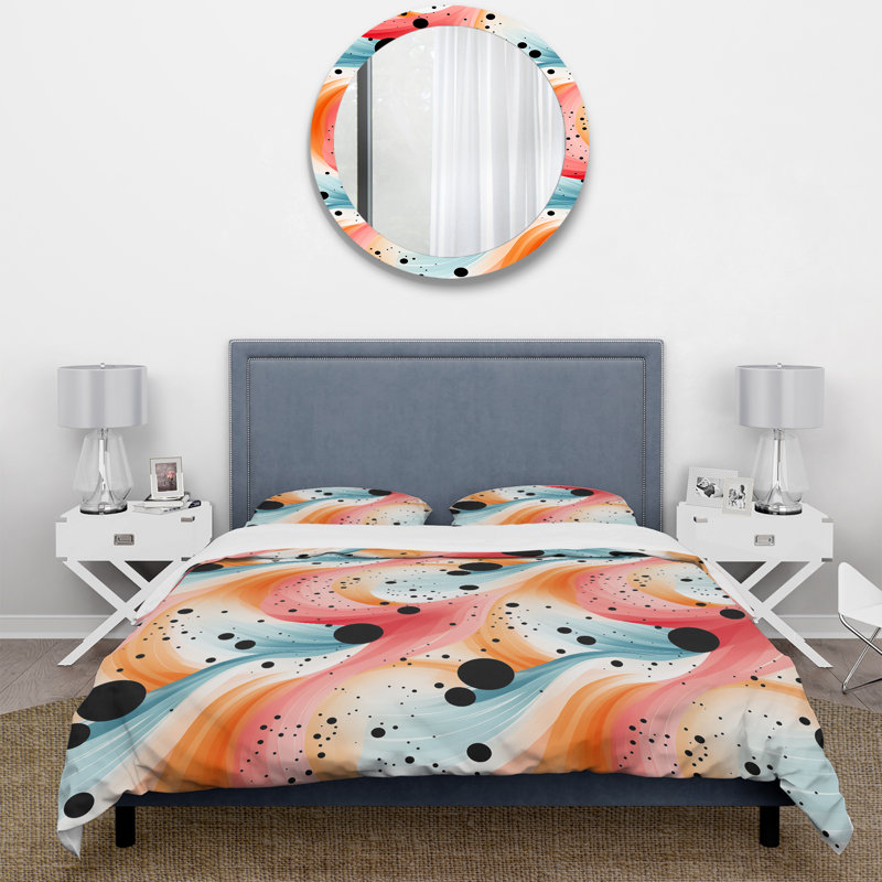 Nomadic Whirls Polka Dots Pattern Duvet Cover, Twin Duvet Cover + 1 Standard Sham