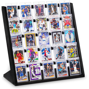 5-tier Trading Card Display, Card Display Stand，wooden Graded Baseball Sports Card Display, Trading Card Display Case For Card Collection & Show