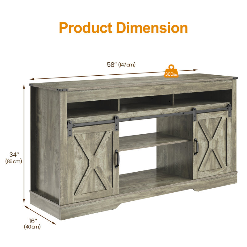 Milaun TV Stand for TVs up to 70", Light Grey