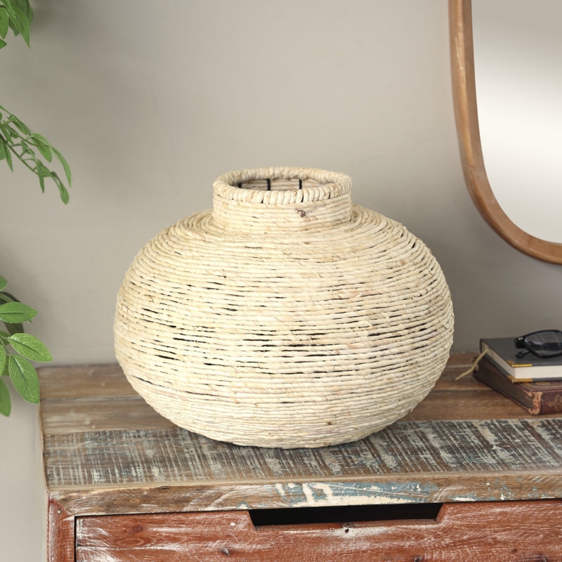 Verano Handcrafted Round Seagrass Table Vase 