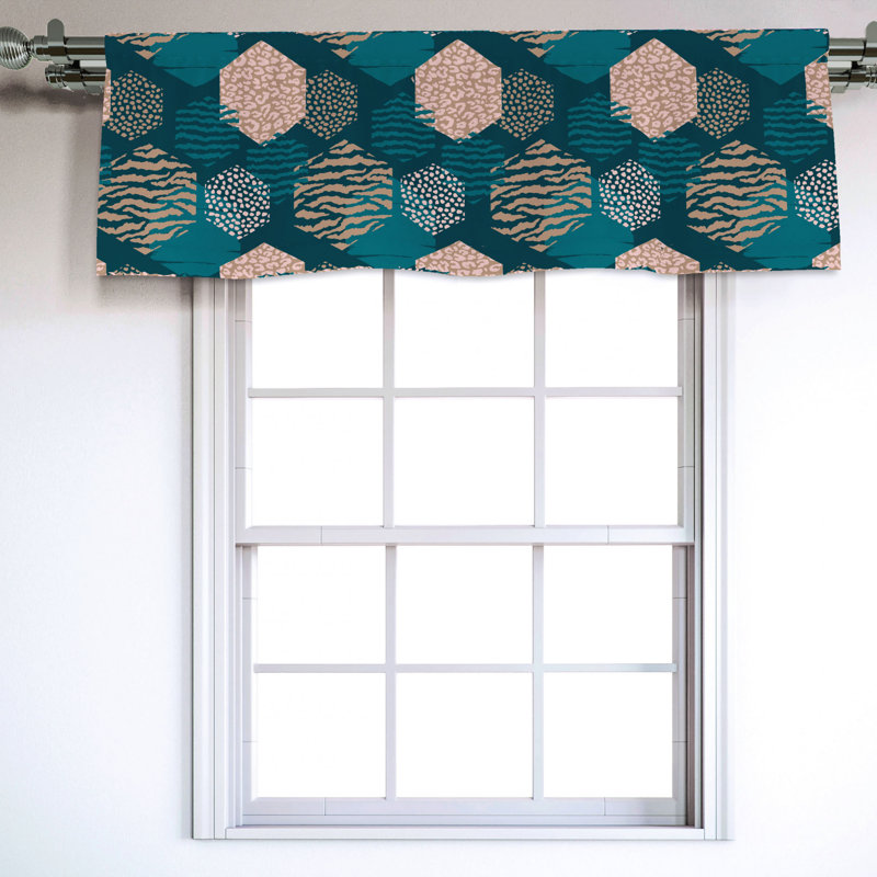 Sateen Geometric Ruffled Window Valance