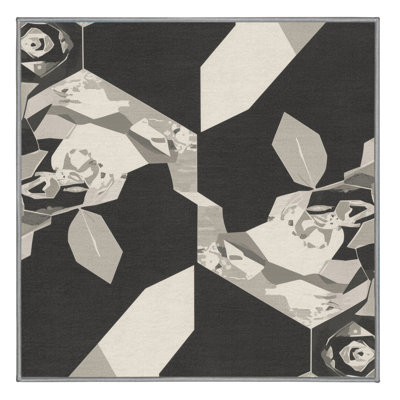 Tapis brun doux et moelleux à motif géométrique de plantes en jade
