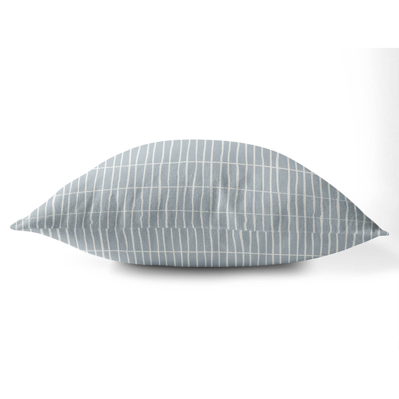 Coussin Snow Fence, Bleu ardoise / bleu géométrique, H 26 po x l 26 po