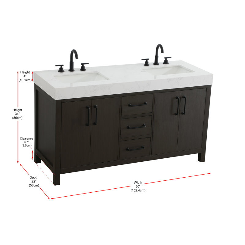 Meuble-lavabo double 60 po_Traditional_VF60660, Brun moka