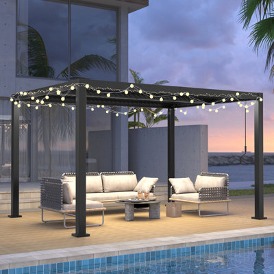 10x13 FT Outdoor Pergola, Louvered Pergola, Aluminum Pergola for Patio, Backyard, Pool party