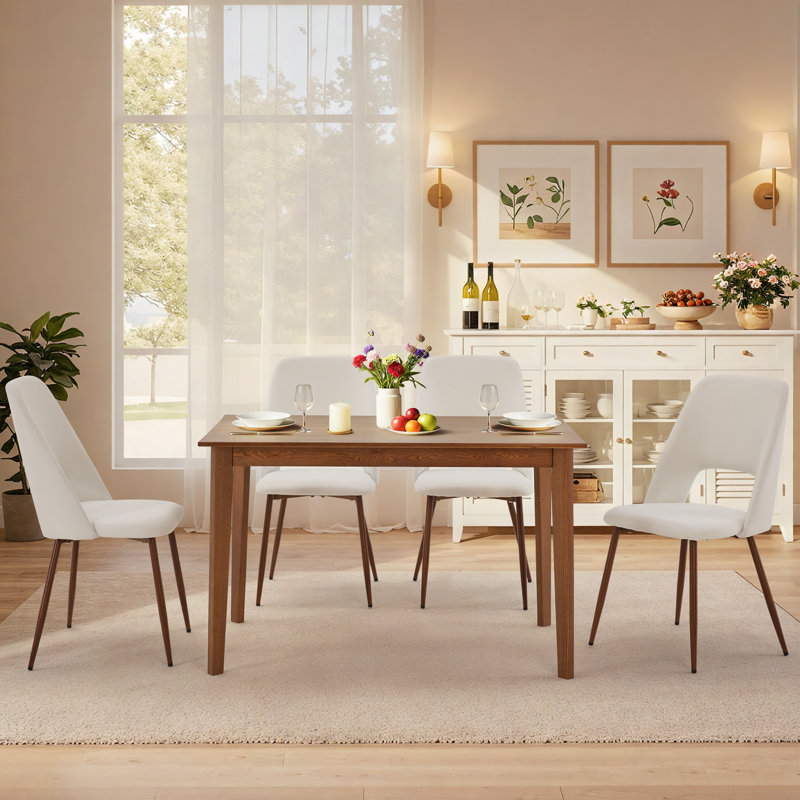 47" Knot-Free Pine Dining Table Set With 4 Upholstered Chairs