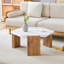 Table basse hexagonale de 31 pouces de style moderne avec surface en marbre blanc