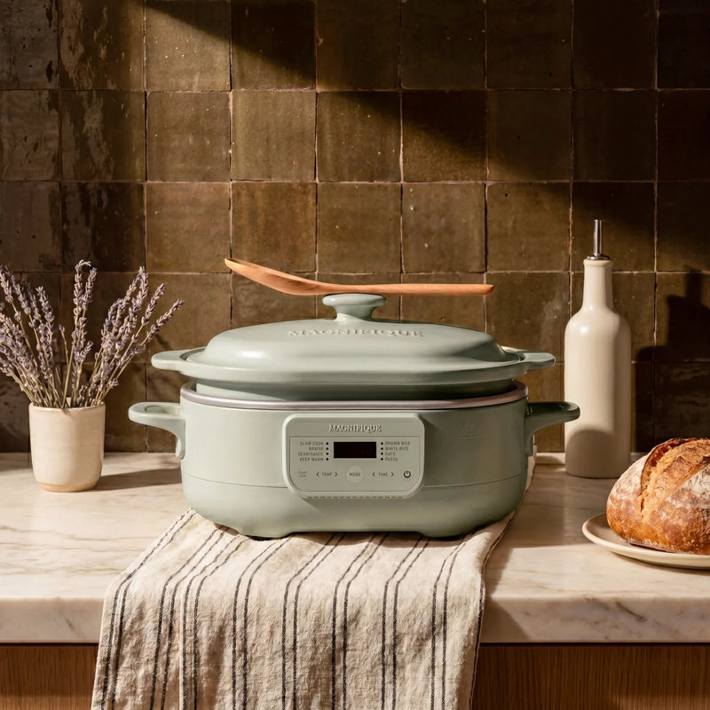 Magnifique cocotte mijoteuse programmable 8-en-1 avec pot d'argile 4QT Magnifique, Green, 4