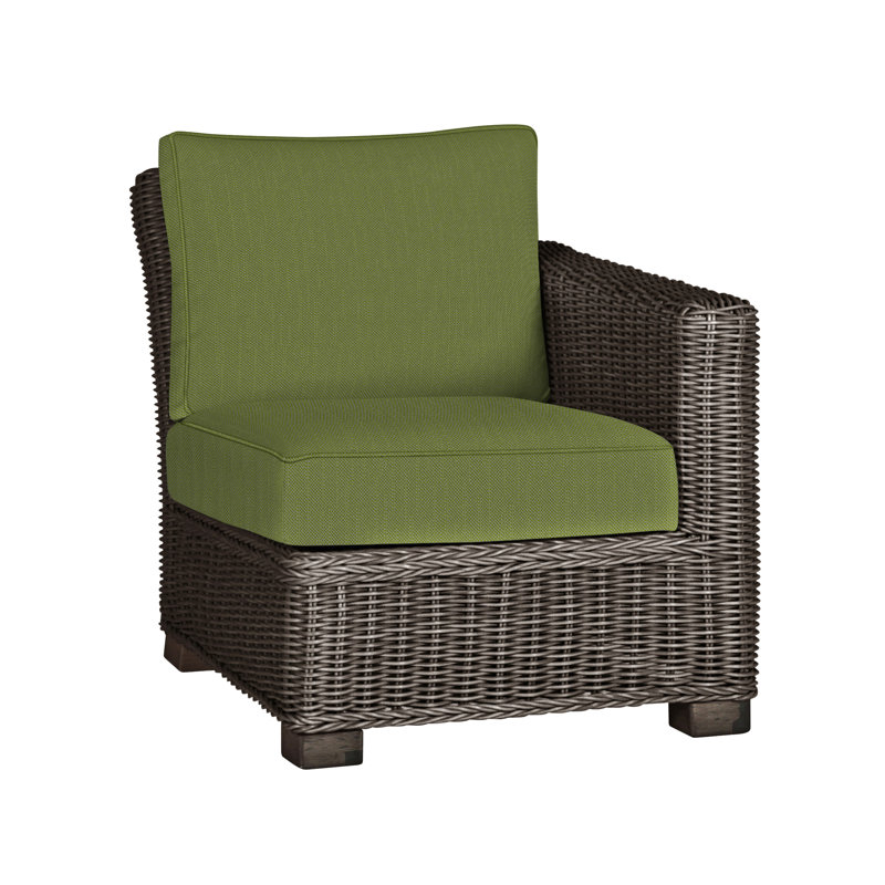 Canapé modulaire d'extérieur en résine tressée rustique N-Dura, Welt, Noir noyer, Forêt de lin