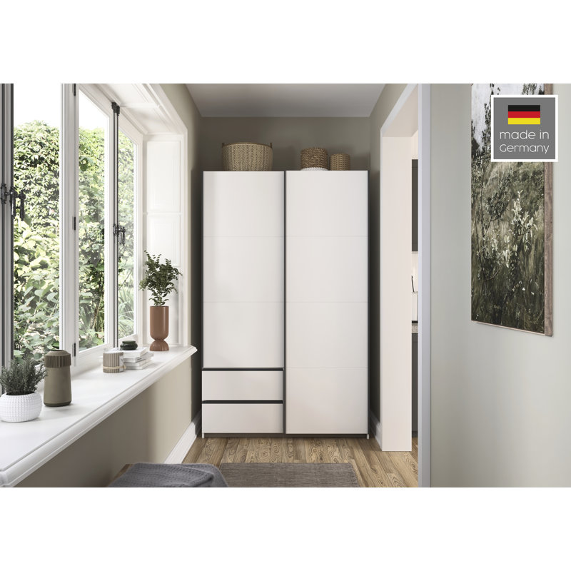 Sevilla sliding door wardrobe, Alpine White/Gray Metallic, 210cm H x 131cm W x 59cm D