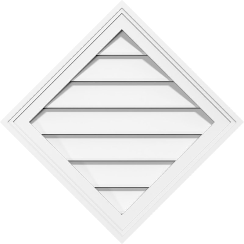 Diamant à fixation en surface: fonctionnel, évent à pignon en PVC avec cadre en brique, H 24 po x l 24 po