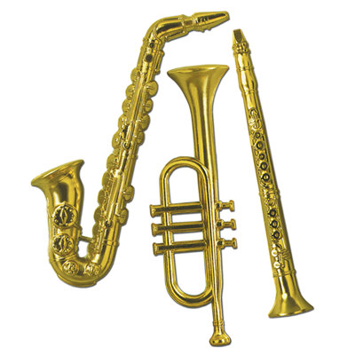 3 Piece Gold Plastic Musical Instruments Set