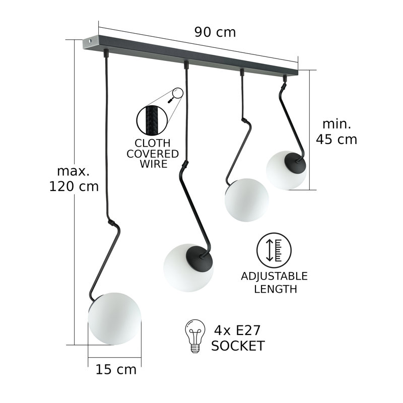 Suniya - Light Matte Black Unique/Statement Pendant, 4