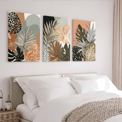 «Tropical Leaf», impression sur toile tendue sur toile, décor bohème moderne (ensemble de 3)