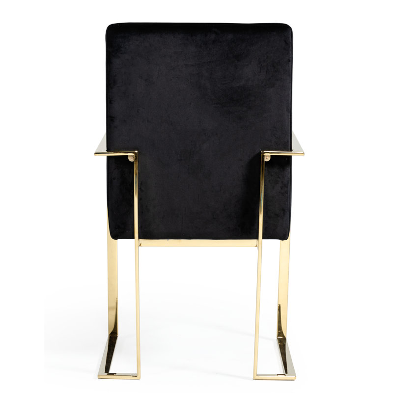 Chaise avec accoudoirs rembourrée Jahtavious, Noir/doré