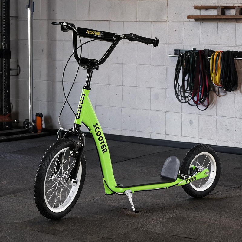 Scooters réglables pour enfants, combinant acier vert, vert classique et 16 po avec 5 ans et plus