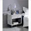 Table basse blanche en faux marbre avec base en métal chromé, 1 tiroir et rangement ouvert pour le salon