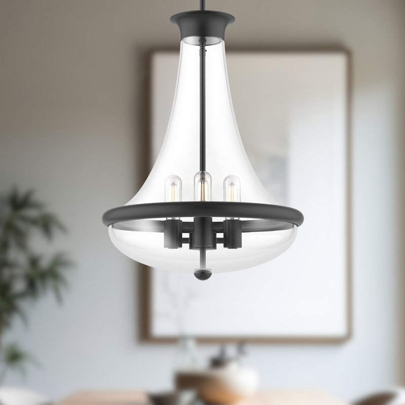 Luminaire suspendu d'extérieur à 23 ampoules H 23,38 po Marcel, Noir mat