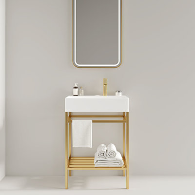 Ensemble de meuble-lavabo autoportant avec lavabo en céramique et console de salle de bain