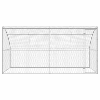  Dog Kennel With Storage Silver Galvanised Steel Pet Enclosure Housing