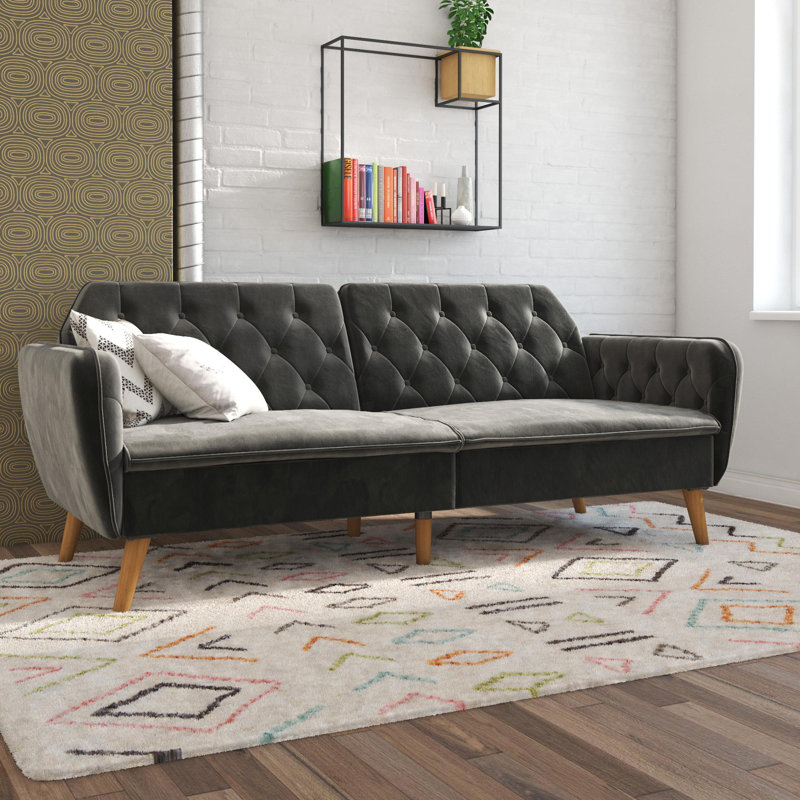 Magrans 3 Seater Velvet Sleeper, Grey
