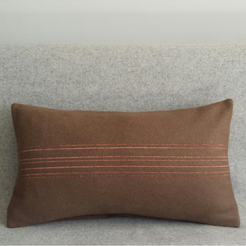 Tippett Striped Rectangular Throw Cushion, Coffee