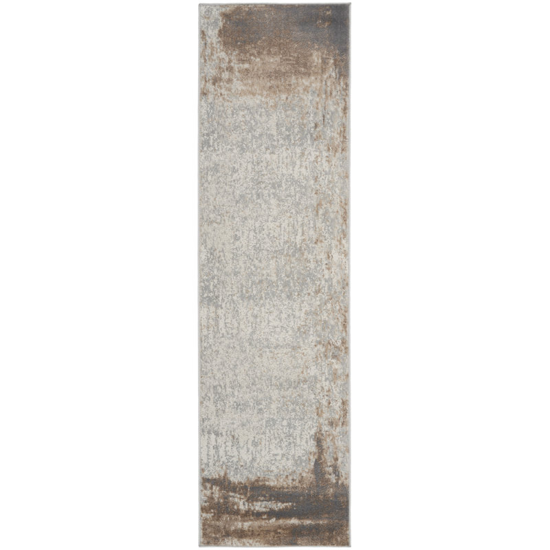 Tapis moderne gris éclectique, Tapis de couloir 2 pi 3 po x 7 pi 6 po