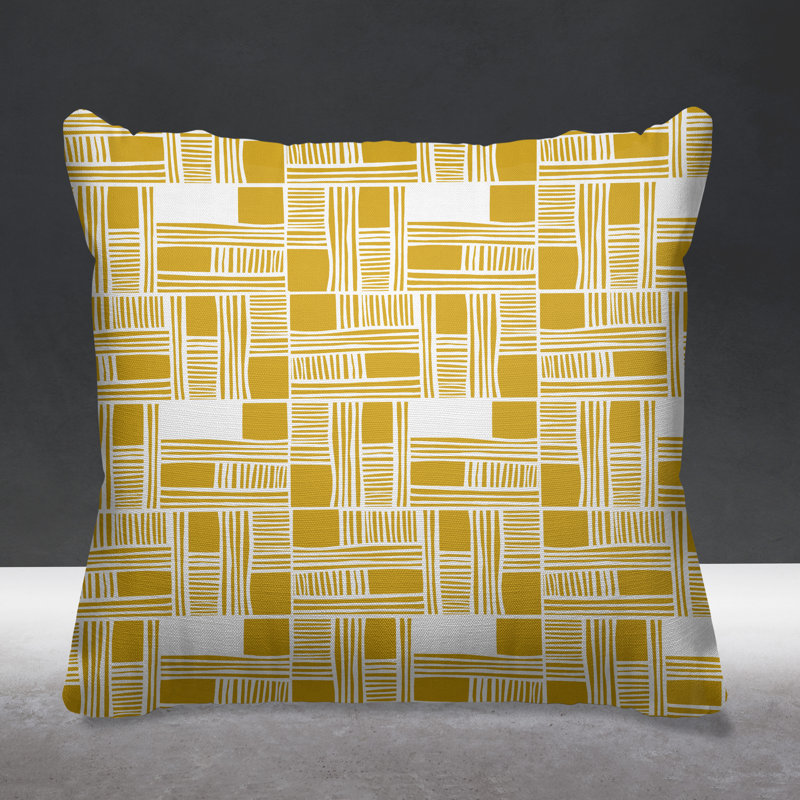 Housse et insert de coussin intérieur / extérieur Kapri, Jaune, 17 po x 17 po, Carré