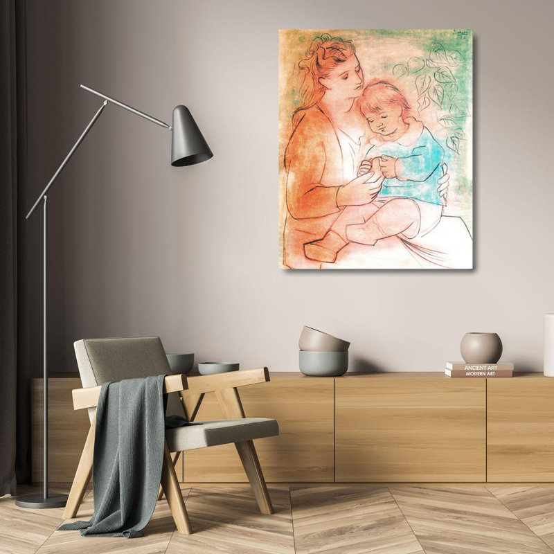 Mère et enfant, H 24 po x l 19 po