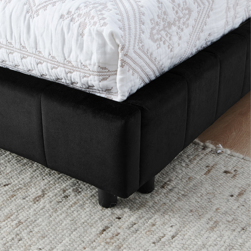 Full Size Upholstered Tufted Bed Frame, Sofa Bed Frame With Comfortable Backrest And Armrests, Full Size Bed For Bedroom, Living Room, Velvet