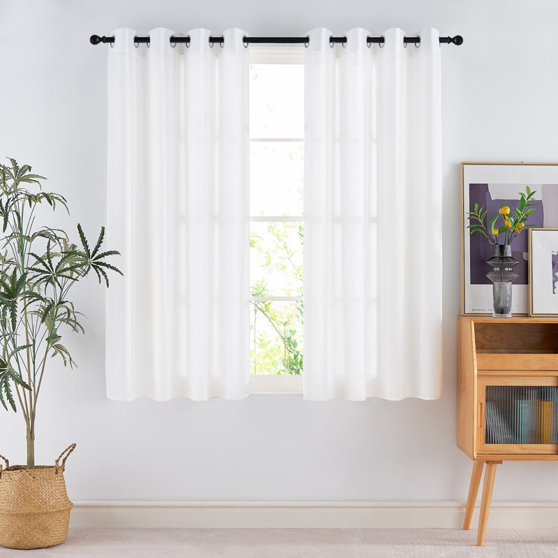 Non-See-Through Privacy Sheer Curtains 2 Panels, 52" Wide Grommet Window Curtains Drapes for Living Room Bedroom- Home Decoration Light Filtering Elegant Window Drapes