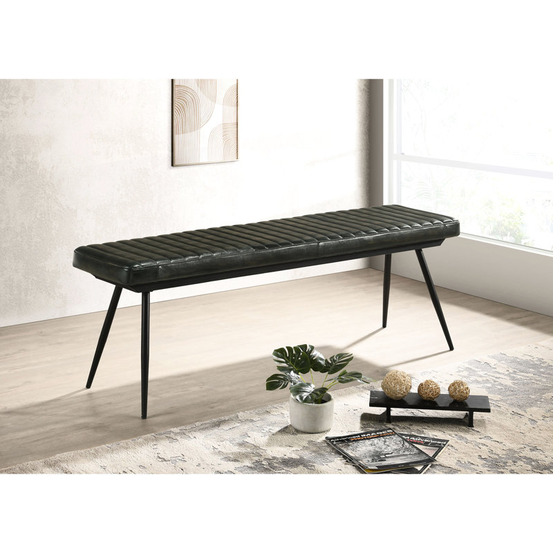 Banc à coussin, idéal pour la salle à manger et la chambre à coucher, avec des pieds fuselés noirs en métal élégant, un attrait moderne
