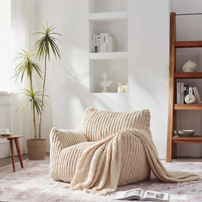 Modern Large Compression Faux Fur Bean Bag Chair, Spacious Lazy Sofa for Home