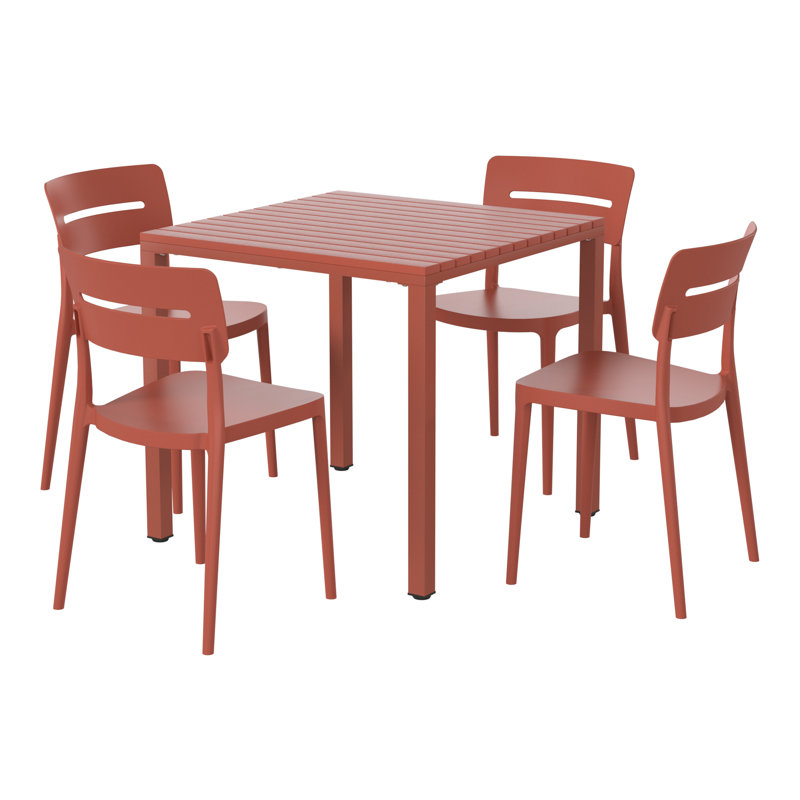 Ensemble repas carré pour 4 personnes, Red