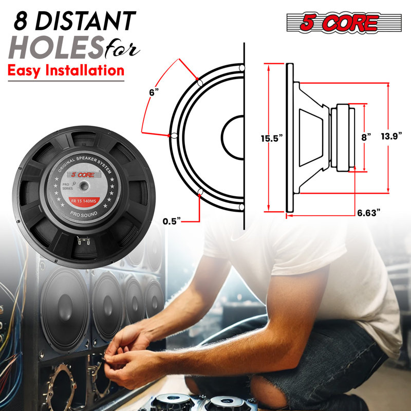 Haut-parleur de caisson de basses 5 pouces 15 "avec haut-parleur de basses et amplificateur de sonorisation 2 voies 2000W